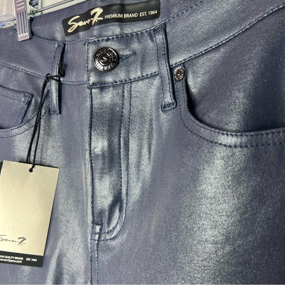 Seven7 Womens Coated Ponte Pant blue iris grey brand new with tags pants shiny - Picture 8 of 9